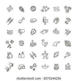 Fast food vector outline icons set. Cooking. vector collection