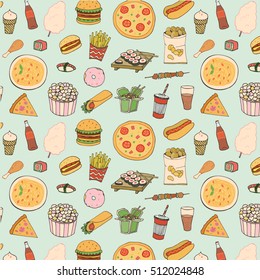 Fast food vector pattern