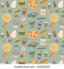 Fast food vector pattern