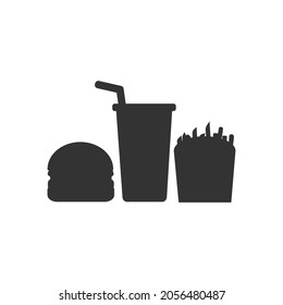  fast food vector silhouette, hamburger, fries and coke vector silhouette