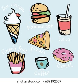Fast food. Vector sketch hand draw