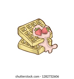 Fast food waffles icon vector cartoon handdrawn