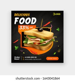 Fast food web template banner flyer post for social media template for sale ads