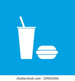 Fast food web white icon isolated on a blue background. Vector symbol