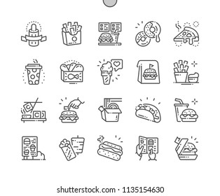 Fast Food Well-crafted Pixel Perfect Vector Thin Line Icons 30 2x Grid for Web Graphics and Apps. Simple Minimal Pictogram