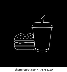 fast food  - white vector icon