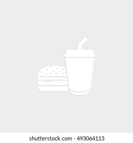 fast food - white vector  icon with shadow