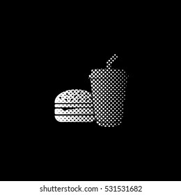 fast food - white vector icon;  halftone illustration