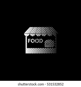 fast food - white vector icon;  halftone illustration