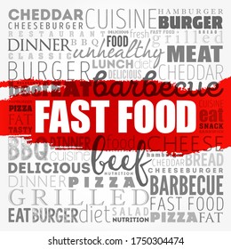 FAST FOOD word cloud collage, concept background