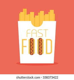 Fast food word sign logo icon design template elements