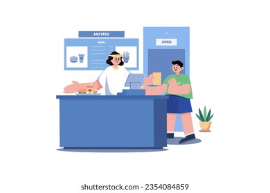 Fast Food Worker Illustration concept. A flat illustration isolated on white background