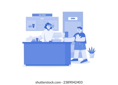 Fast Food Worker Illustration concept on a white background