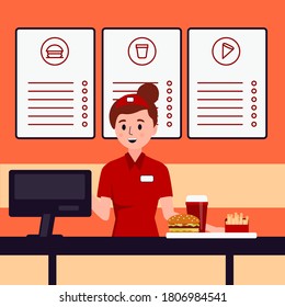 Fast Food Worker Vector Illustration Stock Vector (Royalty Free ...