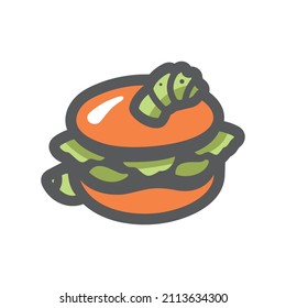 Fast Food and Worm Vector icon Cartoon illustration.