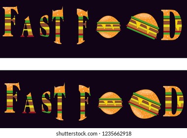 fast food writings vector, font fonts for fast food, sticker, fast food beautiful articles, fast food  poster design template, vector illustration, nice post,




