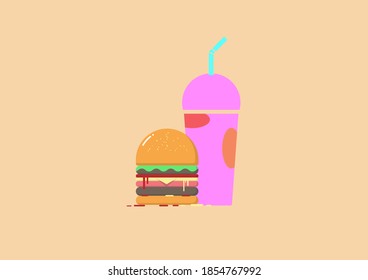 Fast food,for a quick meal,illustration,flat icon,doing business advertising,vector landscape.