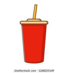 Fast food.Plastic cup cola.Soda carbonated water.Cola soft drink.Concept icon flat vector.Isolated on a white background.