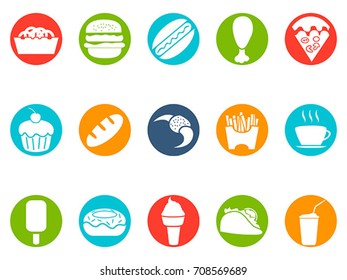 fast foods button icons set