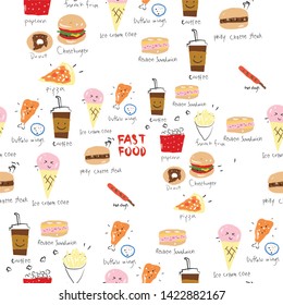 Fast Food.Seamless pattern,background,wall paper,wrapping paper.