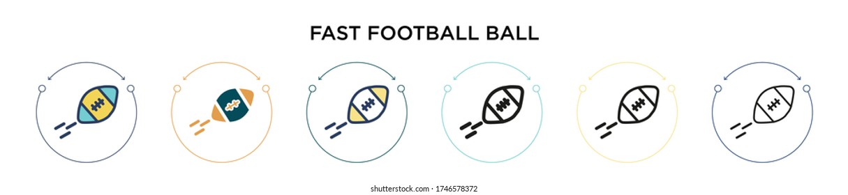 Fast football ball icon in filled, thin line, outline and stroke style. Vector illustration of two colored and black fast football ball vector icons designs can be used for mobile, ui, web