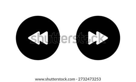 Fast forward and fast backward media player control icons on a white background