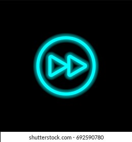 Fast forward blue glowing neon ui ux icon. Glowing sign logo vector
