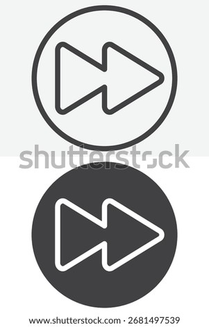 Fast forward button different style icon pack. Line and glyph version, outline and solid editable stroke vector sign. Symbol, logo illustration icon.