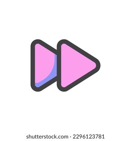 Fast forward button filled outline icon, line vector sign, linear colorful pictogram isolated on white. Symbol, logo illustration. Vector graphics