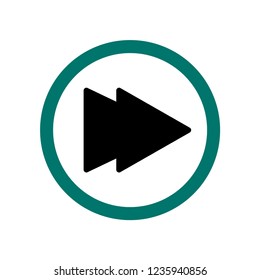 Fast forward button icon vector isolated background with green circle border