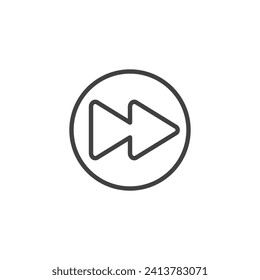 Fast Forward Button line icon. linear style sign for mobile concept and web design. Circle forward button outline vector icon. Symbol, logo illustration. Vector graphics
