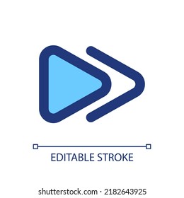 Fast forward button pixel perfect RGB color ui icon. Music player bar. Next song. Simple filled line element. GUI, UX design for mobile app. Vector isolated pictogram. Editable stroke. Arial font used