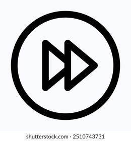 Fast Forward Button Vector Icon, Forwarding, User Interface, User Experience, Isolated Lineal Vector Icon.