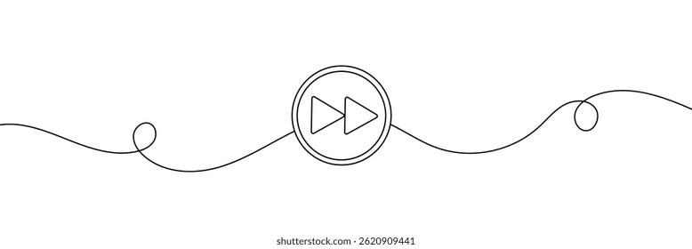 Fast Forward Button vector icon on White background, Continuous line drawing  .Vector Illustration .EPS 10 .