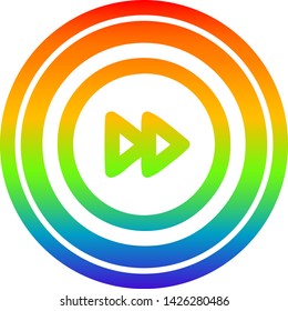 fast forward circular icon with rainbow gradient finish
