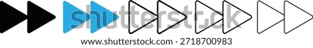Fast forward double arrow play icons in solid and outline