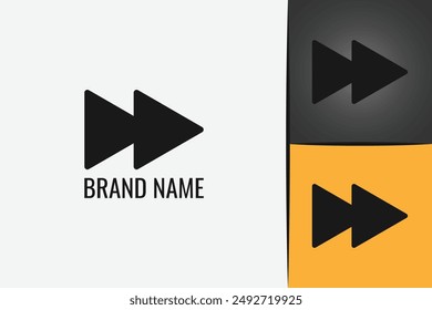 Fast Forward double Right arrow logo icon. Black Rewind double arrow logotype