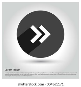 Fast Forward double Right arrow icon. Circle concept web buttons. vector illustration. Flat design style