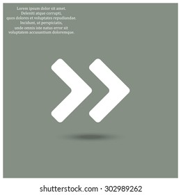 Fast forward double right arrows icon. Modern design flat style icon