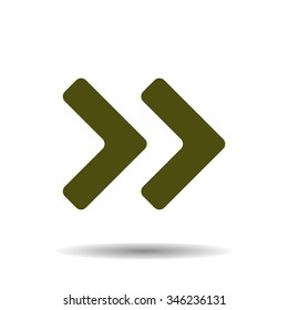 Fast forward double right arrows icon. Modern design flat style icon