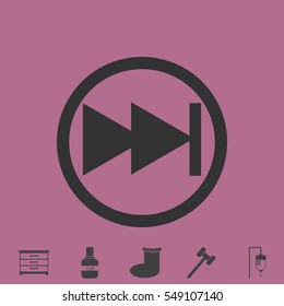 Fast forward double right arrows icon flat. Simple vector grey pictogram and bonus symbol