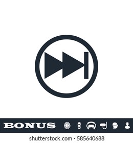 Fast forward double right arrows icon flat. Black pictogram on white background. Vector illustration symbol and bonus button