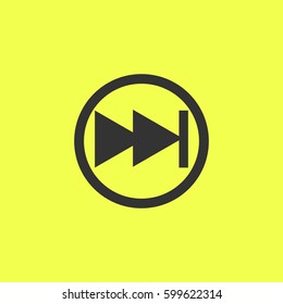 Fast forward double right arrows icon flat. Black pictogram on white background. Vector illustration symbol and bonus button