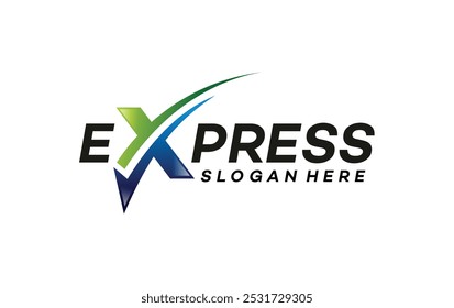 O logotipo Fast Forward Express projeta vetores, o modelo do logotipo Modern Express, o conceito do design