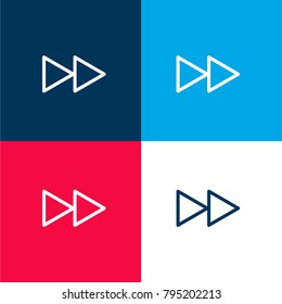 Fast forward four color material and minimal icon logo set in red and blue