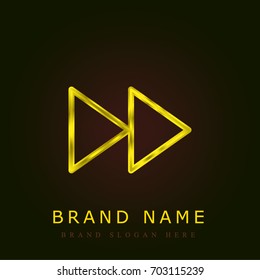 Fast forward golden metallic logo