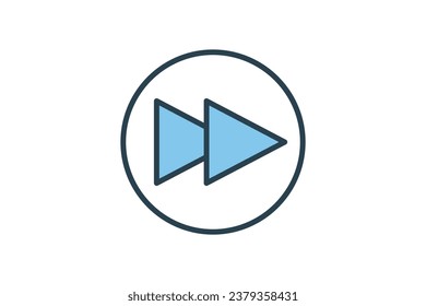 Schnelles Vorwärtssymbol. Pfeilrichtung. Symbol in Bezug auf die Geschwindigkeit. geeignet für Web-Site, App, Benutzeroberflächen, druckbare etc. Flach-line-Icon Stil. Einfaches Vektordesign bearbeitet