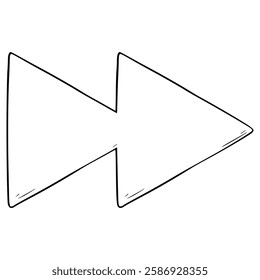 fast forward icon illustration hand drawn outline vector