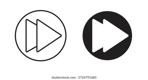 Ícone de avanço rápido em design de linha e cores sólidas em preto e branco para designs