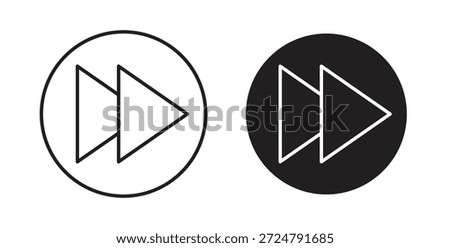 Fast forward icon in line design and solid black and white colors for designs
